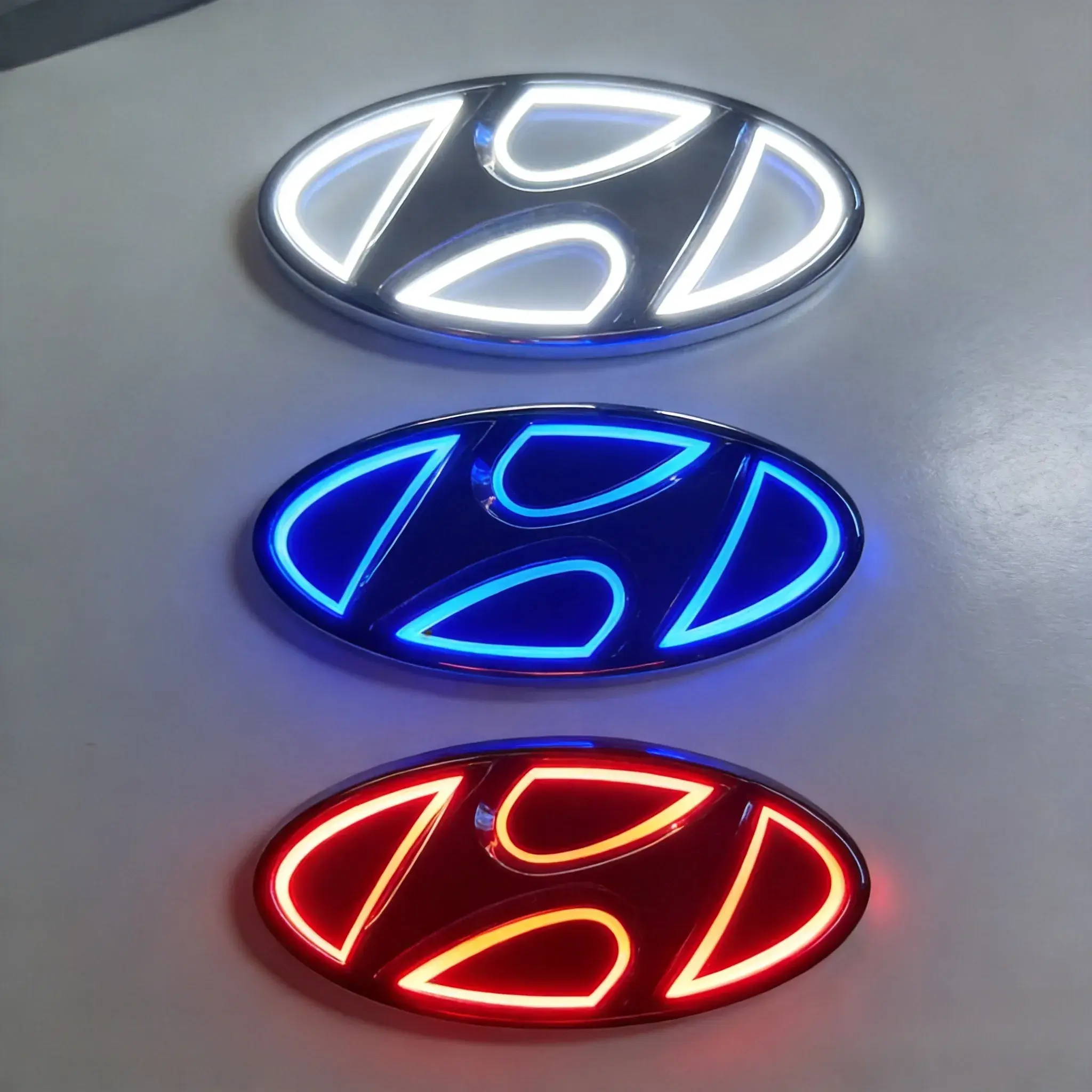 LED Tailgate Logo Light Compatible with Sonata Elantra Tucson Santa Fe, Waterproof Rear Trunk Emblem Lamp