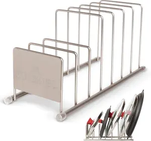 Dish Organizer Rack - Satin Nickel Silver Kitchen Storage