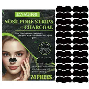 24pcs Blackhead Nose Strips with Activated Bamboo Charcoal & Aloe Vera, Deep Cleansing Pore Care, Non-Irritating for Men & Women
