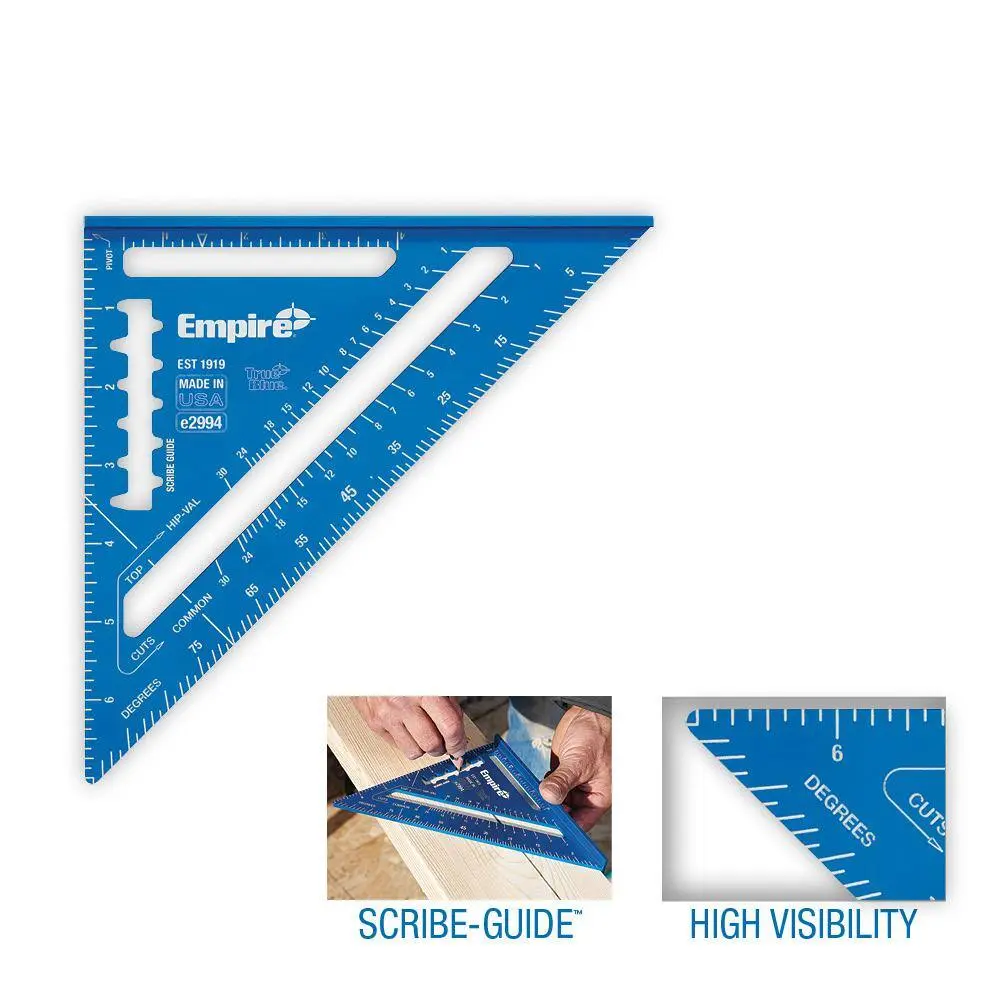 7 in. Laser-Etched Aluminum Rafter Square, Portable Hand Measuring & Marking Tool for Home Supplies, Woodworkers, DIY Projects