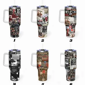Fashion Music One Direction 1D 40oz Tumbler With Handle – Boys Band Tumbler, Gift for Fans