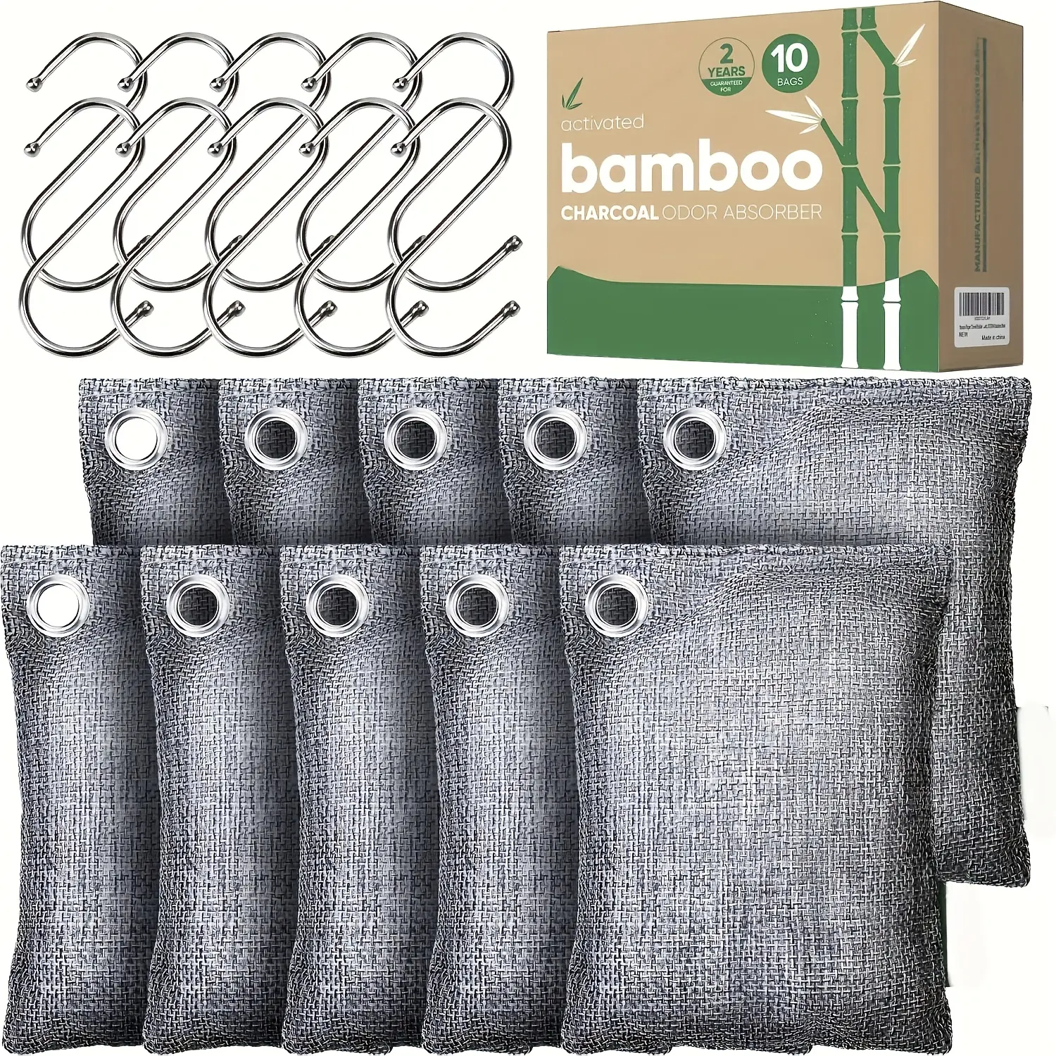 Vitscan Activated Charcoal Odor Absorber, Odor Eliminator for Strong Odor,Bamboo Charcoal Air Purifying Bags for Home Car Closet Pet, Smoke Room Deodorizer，10 Pack