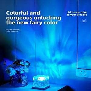 LED Northern Lights Water Ripple Light - Crystal Design - Environmental Decorative Lamp - Equipped with Smart Remote Control - Powered by USB - Suitable for Bedroom Home Decoration - Gift