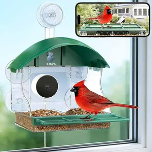 2026 Upgraded Window Bird Feeder with Camera for Bird Watching,2K Live Video,AI Bird Identification,Instant Arrival Alerts,Support 2.4G/5G WiFi,Featuring 5 Strong Suction Cups.