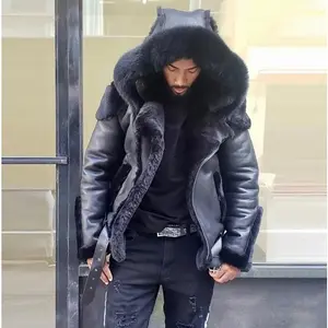 Large Quantity 2025 Autumn Winter Trendy Zipper Jacket Men Thickened Motorcycle Coat Leather Jacket W144