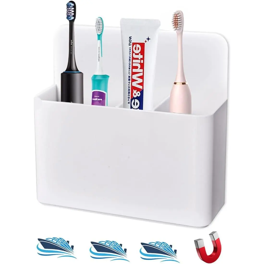 Magnetic Toothbrush Holder for Cruise Cabins, Wall-Mounted Bathroom Organizer