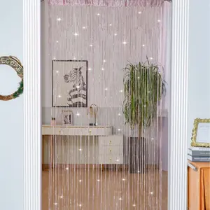 Shimmering Silver Thread Fringe Curtain S Curtain Wedding Prop 1x2m Encrypted Silver Color Door Curtain Partition Finished Curtains Home Decoration Curtain