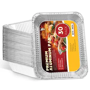 katbite Heavy Duty 9x13 Aluminum Pans, 30 Pack Disposable Foil Pans, 80 Micron Rectangular Baking Pans, Half Size Steam Table Trays for Grilling, Roasting, Cooking, Serving, Catering, BBQ, Meal Prep, Food Prep & Party Use