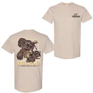 Fieldstone Wild Turkey Hunting T-Shirt, Southern Outdoor Graphic Tee, Unisex Shortsleeve Crewneck, Fabric Cotton, Menswear Top, Gifts for Men and Women, Trendy Shirt for Gobbler Season & Country Life