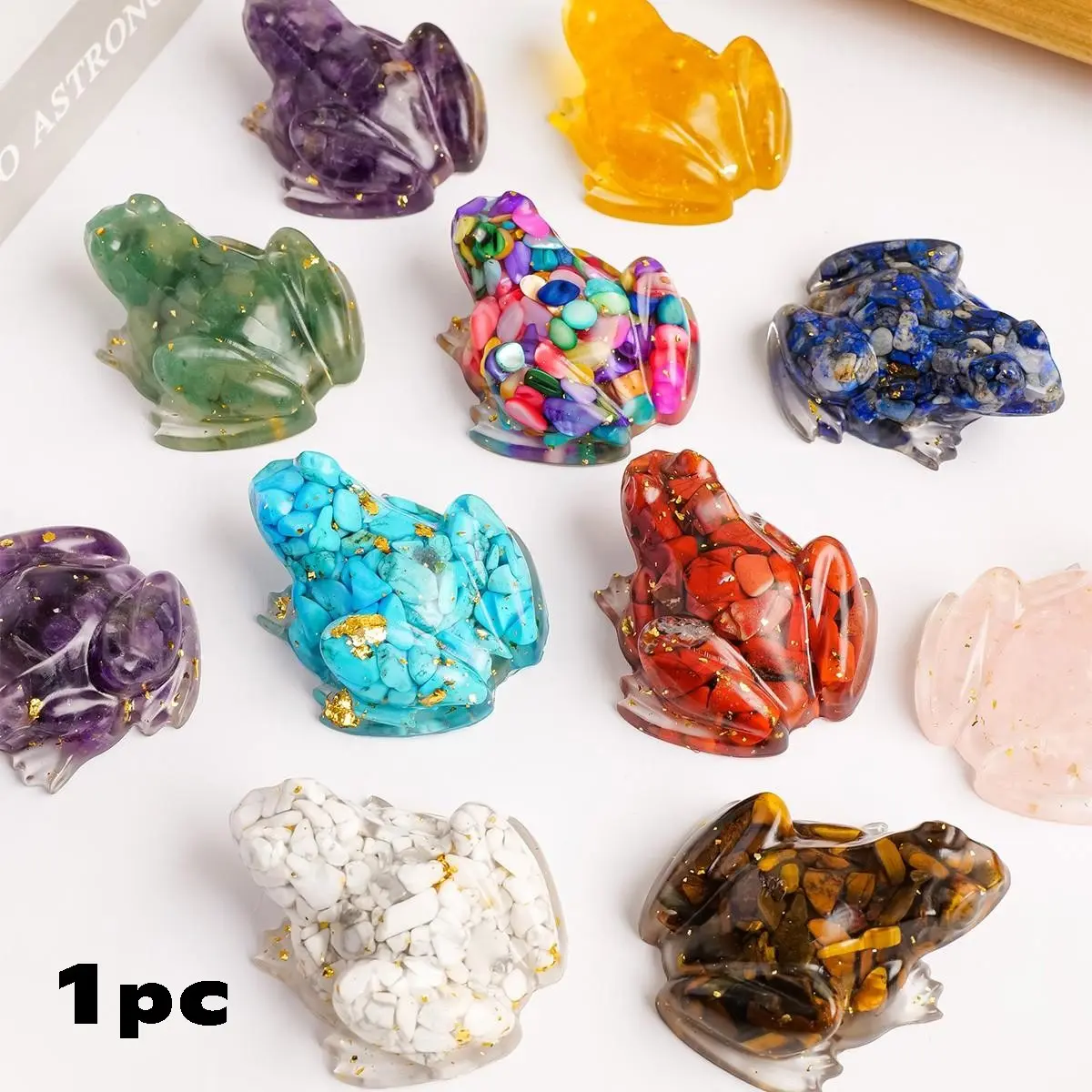 Natural Crystal Stone Frog Statue, Crystal Carving, Reiki Amulet Feng Shui Decor, Resin Little Horse Figurine, Office Home Decoration Sculpture, Home Ornament, Crystal Decorative Ornaments
