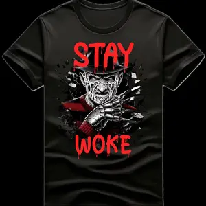 Freddy Stay Woke DTF Transfer - Ready-to-Press T-Shirt Transfer with Hustle Design, Motivational DIY Craft for Halloween