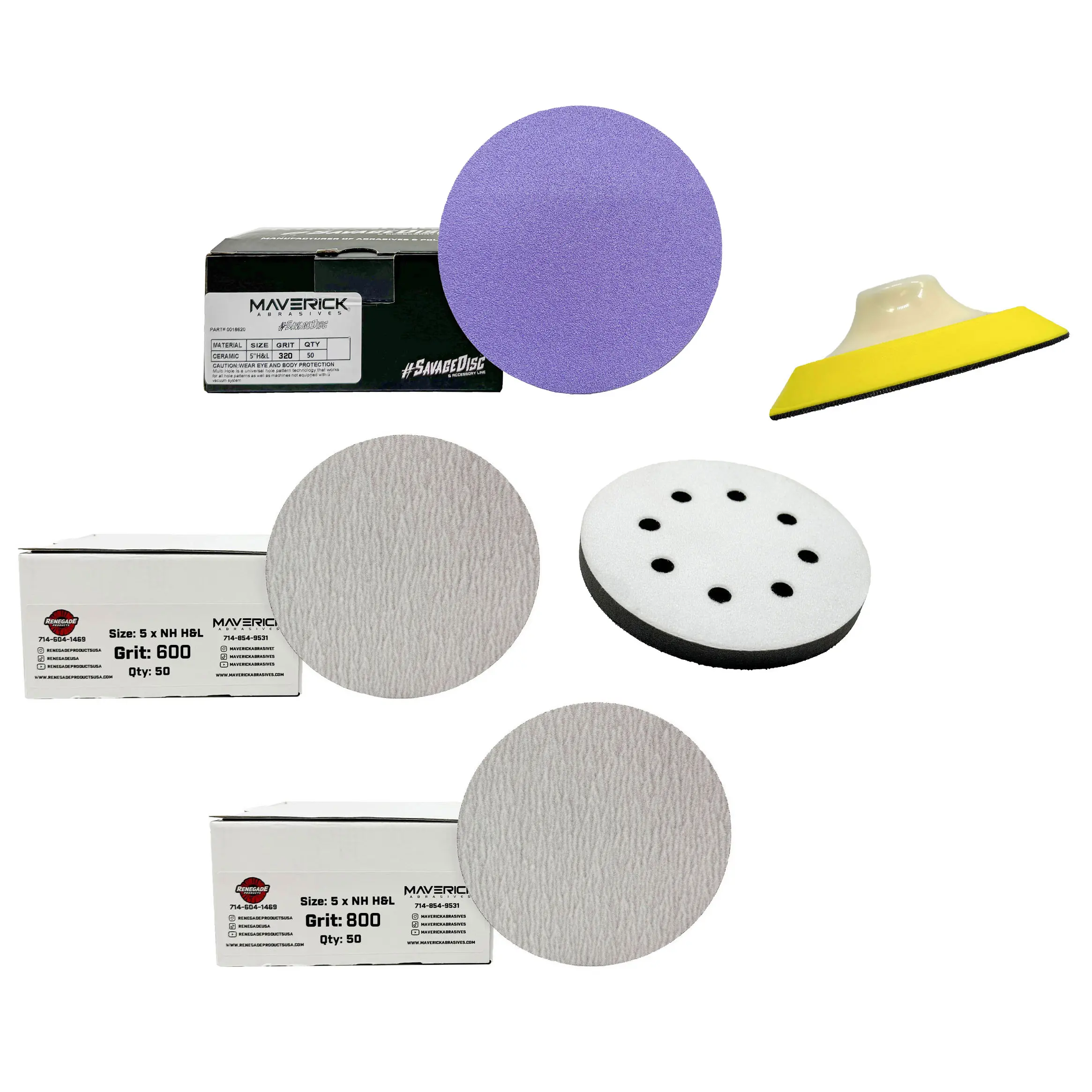Renegade Products Essential Sanding Bundle – 5" Ceramic & Aluminum Oxide Discs for Metal Polishing Prep (320, 600, 800 Grit)