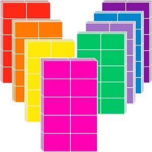 Colored Labels Stickers, 3 x 2 In Rectangular, Moving Labels, 8 Colors, Large Color Coding Labels, 240 Pack