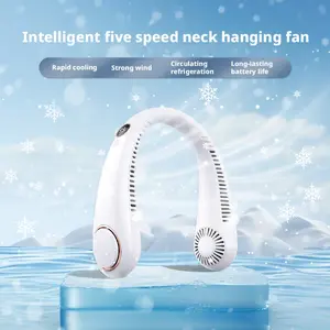 Mother's Day Gift 5-speed cycle digital display neck fan, long battery life for outdoor use, portable bladeless USB lazy neck fan