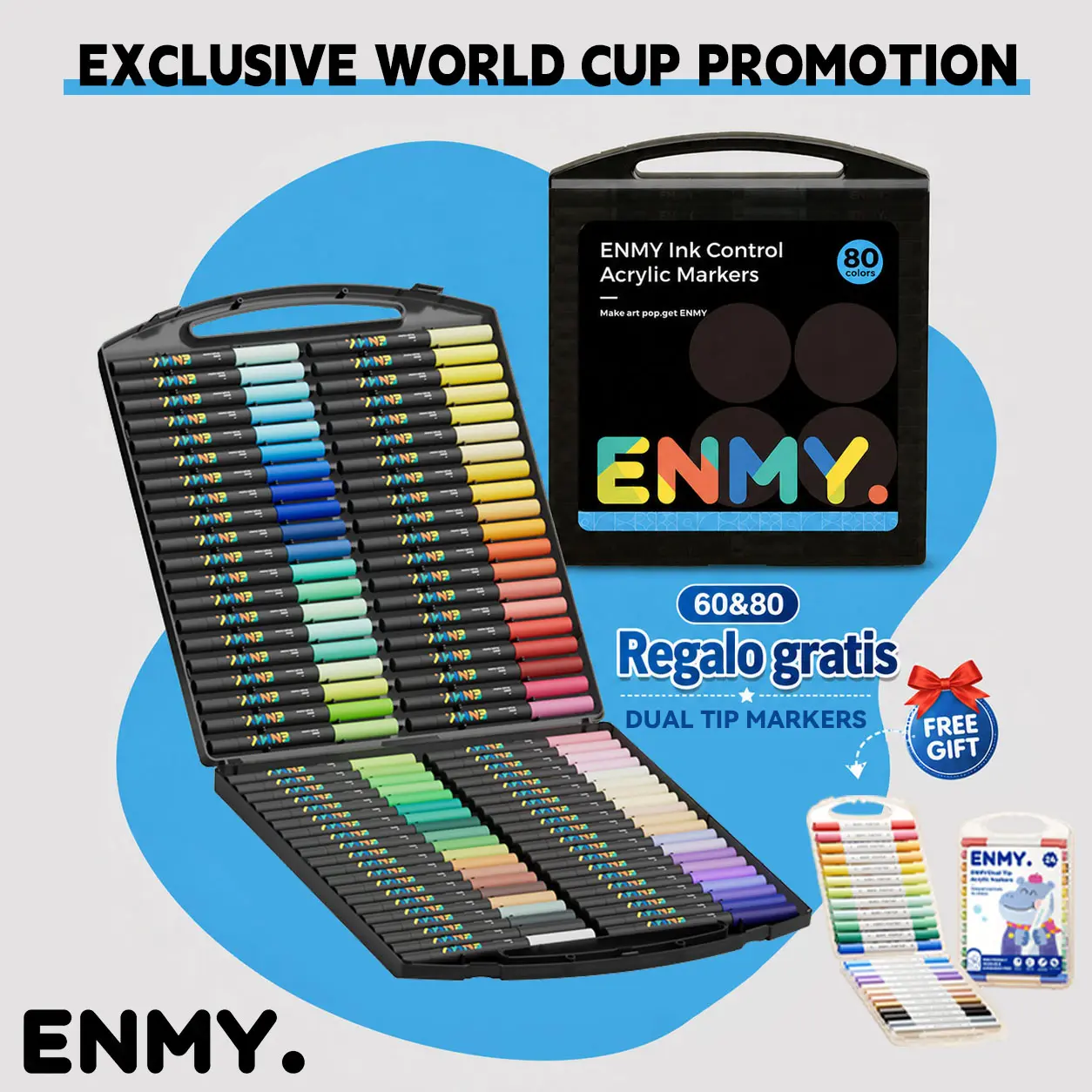 【ENMY】80-color set Acrylic Paint Markers Pen Soft Head Direct Liquid Graffiti Painting QuickDry Pigments Art Supplies for Felt