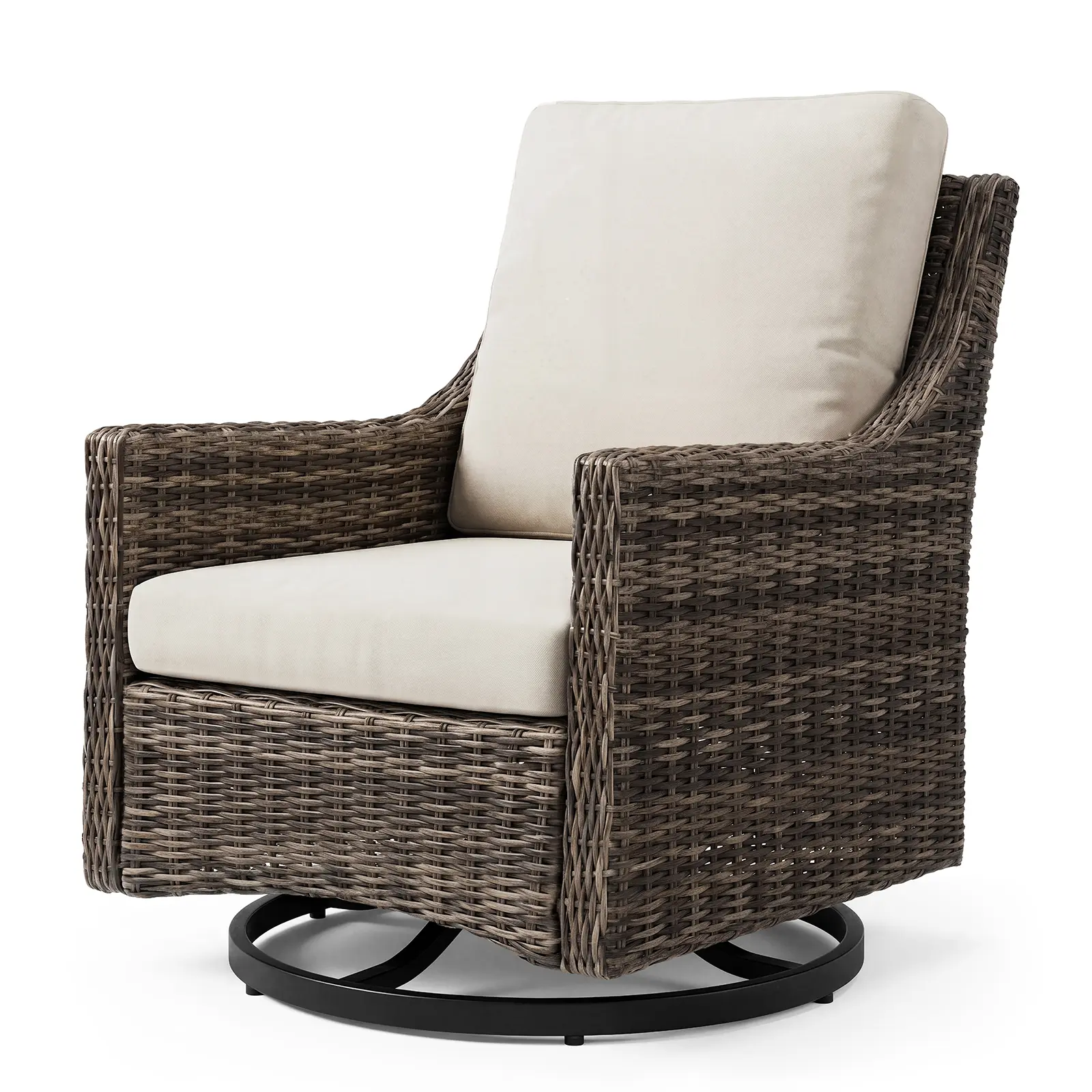 Varmoza Outdoor Swivel Rocker Chair, Patio Chair with Premium Cushions, High Back Wicker Patio Rocking Glider for Deck, Porch, Yard & Poolside