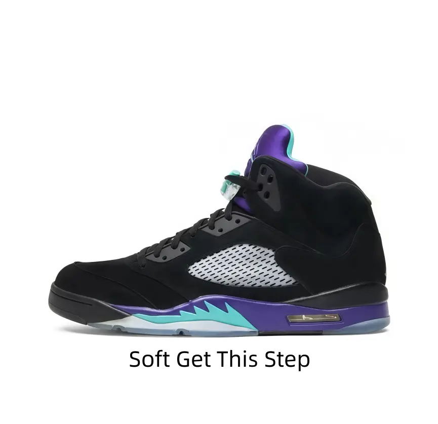 Classic silhouette casual trainers with distinctive jagged midsole design. Cool black purple mint colorway, cushioned sole, easy to match jeans and all kinds of daily casual outfits.