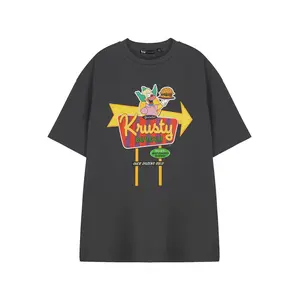 180g[100%cotton]Vanilla Underground x Officially Licensed The Simpsons Mens Grey Krusty Burger Short Sleeved T-Shirt