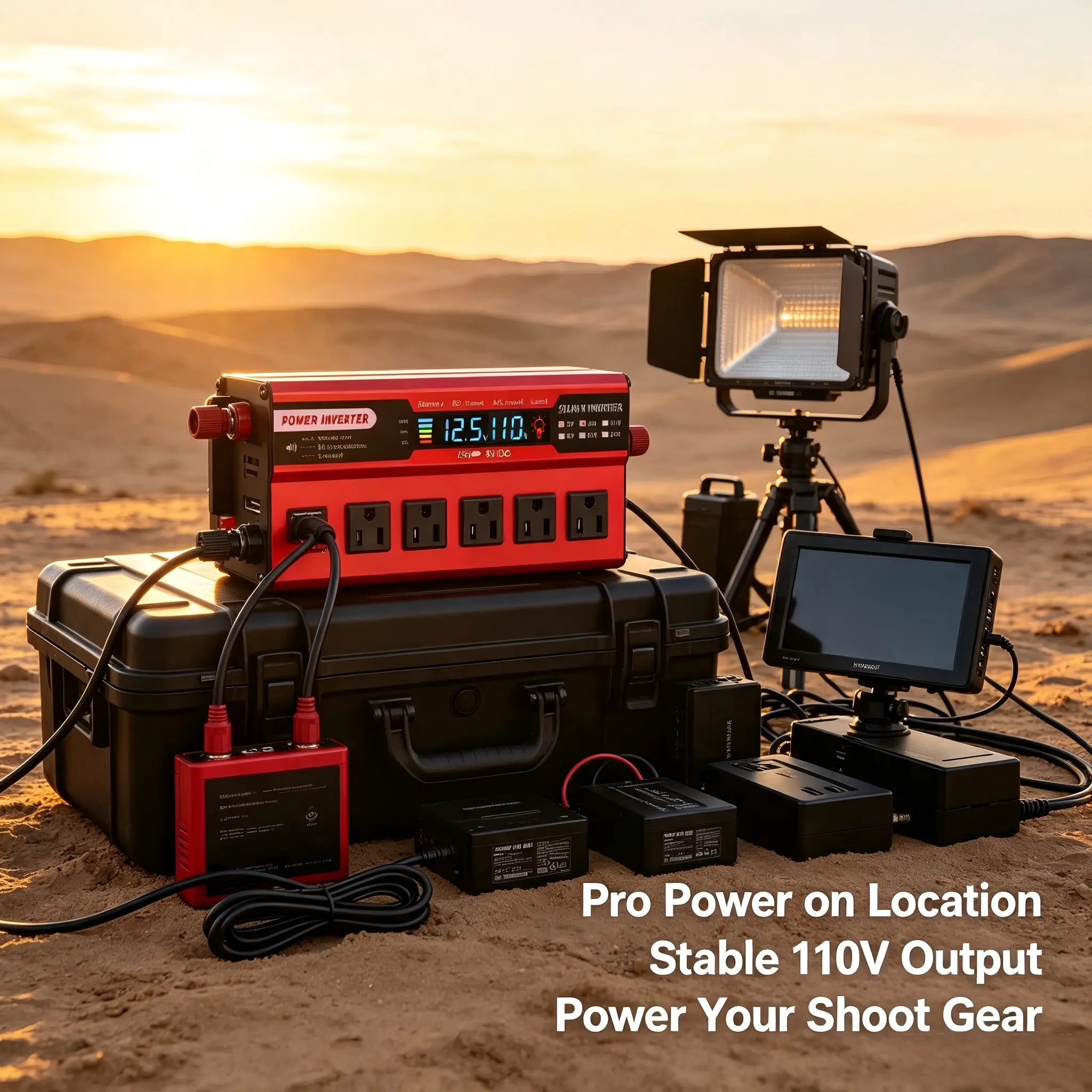 5500W Vehicle Power Converter, 12V to 110V with Overheat Protection for Camping