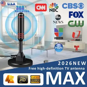 High Definition Digital Antenna, Supports 4K 1080P, Smart TV Compatible, Black 360 Degree Signal Coverage, Indoor Outdoor Use, Digital Hd Antenna, HDTV Antenna