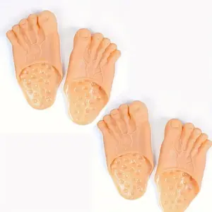 Funny Big Foot Slippers, Couples' 2 Pairs Deal, Unisex Soft Sole Non-Slip Home Prank Sandals, Slide, Creative Five-Toe Design, Indoor Outdoor Comfort Shoes, Perfect Gift!