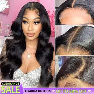 【Clearance sale】Lemoda Outlets Flash Deals 5x5 HD Transparent Lace Closure Wigs Body Wave/Straight Human Hair 5x5 Closure Wigs for Women 180% Density Wigs Pre Plucked Soft and Smooth Natural Black Color