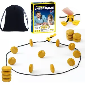 Exciting Indoor Set, Perfect for Family Game Night, Plastic Sealed for Safety, Fun 2 Player Magnetic Chess Board Game Includes Rope, 20 Pieces, Bag