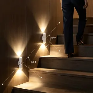 Rechargeable Smart Motion Sensor Night Light, RGB Dual Head Wall Lamp, USB Rechargeable Bedside Light, Ideal for Bedroom, Hallway, Office