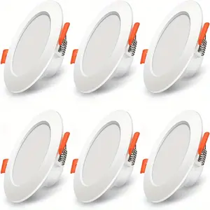 Six-piece set LED panel light high brightness, 12mm/10mm compact size LED embedded ceiling light six-piece set 8W, indoor lighting ceiling light, home, office, (12cm/10cm ceiling light warm light) Lamp Modern graduation sash graduation decorations