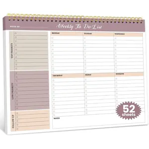 Weekly To Do List Notepad with 52 Undated Sheets（8.5"×11"）- Undated Weekly Planner Notepad for Office Desk Accessories and Supplies