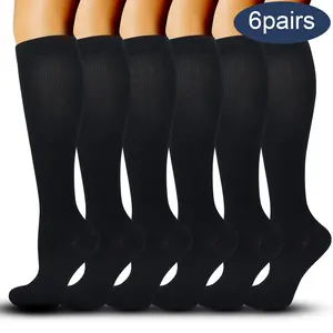 3 Pairs/6 pairs Compression Socks 20-30 mmHg Long Knee High Socks for Women Men Support Athletic Travel Daily Wear