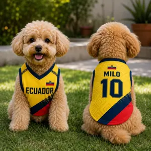 Personalized Ecuador Pet Soccer Jersey, Custom Dog Cat Football Shirt, Name Number Puppy Outfit