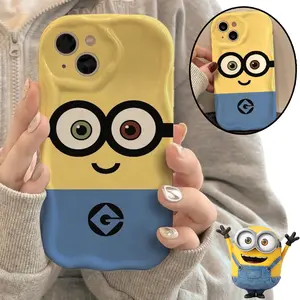 Kawaii Minions Bob Phone Case for IPhone 17 16 15 14 13 12 11 Pro Max Air Protective Cover for IPhone 14 15 Plus Decorative Case Gifts