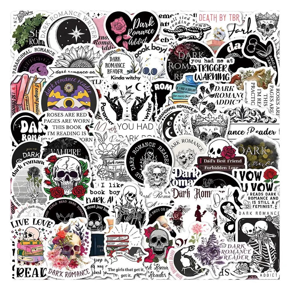 Book Sticker, 50pcs/set Waterproof Vinyl Decal, Smut Romance Bookish Sticker Pack for Girls, DIY Decorative Stickers, Aesthetic Stickers, Suitable for Kindle, iPad, Laptop, Ebook Readers & Water Bottles, Halloween, Stickers for Scrapbooking