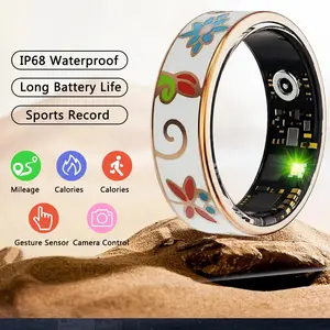 SIMSONLAB Enamel Smart Ring, Video and Photo Gesture Control, Fashion Women Design, Wearables Fitness Tracker, IP68 Waterproof, Long Battery Life