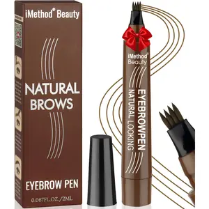 iMethod Microblading Eyebrow Pen - Eyebrow Pencil Magical Upgraded Eye Brow Pencils for Women with 4 Fork Tip & Spoolie Brush for Natural-Looking Hair-Like Defined Brows, Last All-Day