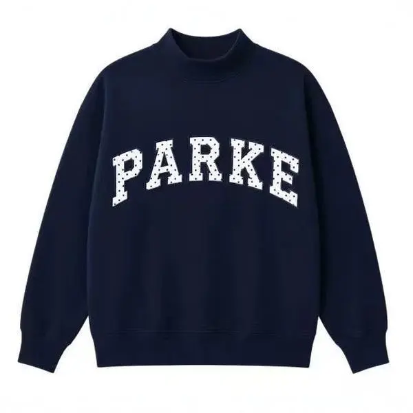 PARKE Women's Casual Turtleneck/Mock-Neck Sweatshirt – Embroidered Lettering; Stylish, Warm, and Sporty for Winter