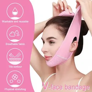 V Face Mask Facial Lifting Strap, Tightening Band for Double Chin, Ultra-Thin Breathable Comfort, Reusable Women's Skin Training Belt