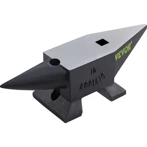 VEVOR Cast Iron Anvil, 22 Lbs/10kg Single Horn Anvil, with Large Countertop and Stable Base, High Hardness Rugged Round Horn Anvil Blacksmith, for Shaping, Bending