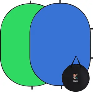 Kate Collapsible Pop-Up Backdrop for Self-Tape Auditions, Professional Headshots, Video Conferencing & Live Streaming - Portable Photography Background (5'x6.5' / 1.5x2m,Blue/Green