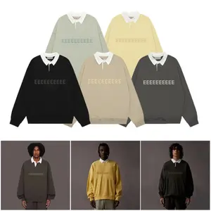 Season 8 Luxury Design Men's Polo Sweatshirts Two Rows 3D Silicone Letter Logo Sweaters Fashion Brand Men's Loose Hoodies