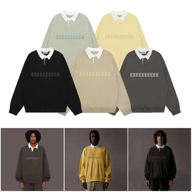 Season 8 Luxury Design Men's Polo Sweatshirts Two Rows 3D Silicone Letter Logo Sweaters Fashion Brand Men's Loose Hoodies