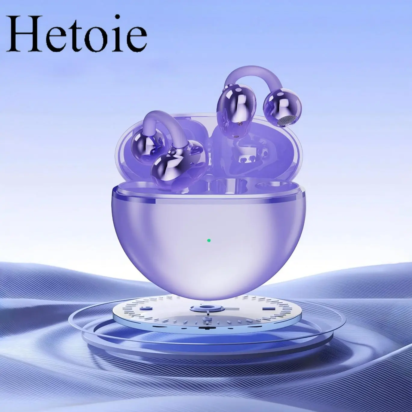 Hetoie Open Ear Earbuds Wireless, 2026 New Fashion Clip-On Headphones Like Earrings, Hi-Fi Deep Bass,  Mic, Type-C Fast Charging, Auto Pairing for iPhone Android PC, Work from Home & Sports