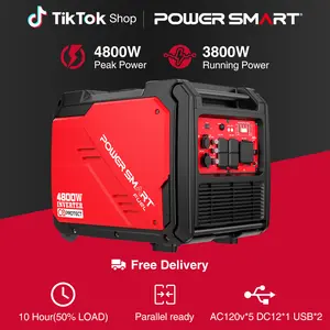 PowerSmart 4800W Portable Inverter Generator,Electric Start,Gas Powered Quiet Inverter Generator with CO Alarm & RV Ready 30A Outlet,223cc Engine Eco-Mode Generator for Home Backup,Camping and Tailgating, PS5046CE HB5046C