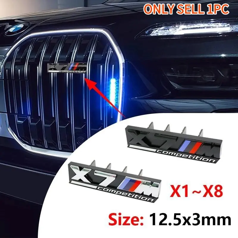 1pc Bmw Front Grille Badge, Durable High-Quality Automotive Decorative Accessory for X1, X2, X3, X4, X5, X6, X7, X8 Models, Sporty Car Modification Decor, Grill Emblem, Vehicle Exterior Decoration