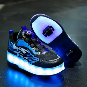 Heelys USB Charging LED Colorful Light-Up Shoes Night Glow Mesh Sneakers Bright Shoes with Wheels Roller Shoes Fashion Cool Low- Night Skate Shoes Lightweight Suitable for Men and Women Suitable for Indoor and Outdoor All Seasons Wear-Resistant Non-Slip