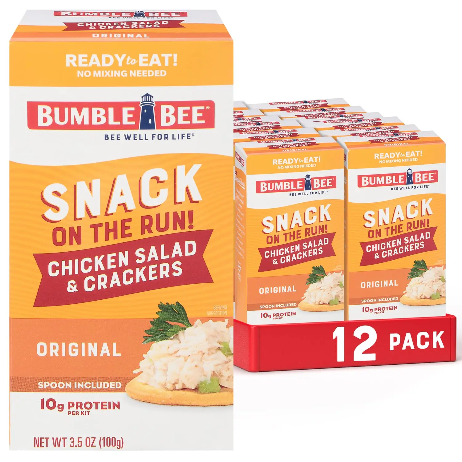 High Protein Ready-to-Eat Chicken Salad Snack Pack with Crackers, 10g Protein, Easy Lunch/Snack Kit, 12-Pack