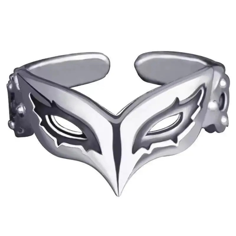 Comedy Tragedy Mask Ring, Funny Unisex Fashion Accessory, Versatile Costume Jewelry for Casual Wear, Funny Mask, Jewelry Rings, Alloy Metal, Mask Shape