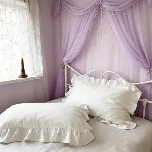 2Pcs French Ruffle Throw Pillowcases, Solid Color Gentle Design, Skin-friendly Breathable and Comfortable, Suitable for Bedroom, Dorm and Home Decoration Daily Use