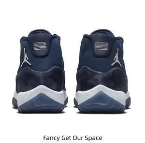 New Unworn Midnight Navy High-Top Basketball Shoes with Box – Velvet Upper, Fabric Panels, Rubber Outsole, Retro Streetwear Sneakers for Men & Women